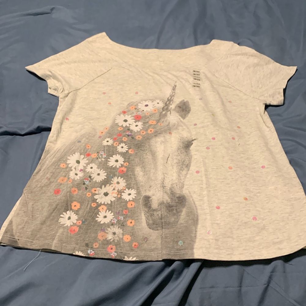 Girls Justice Unicorn shirt with sequin detail